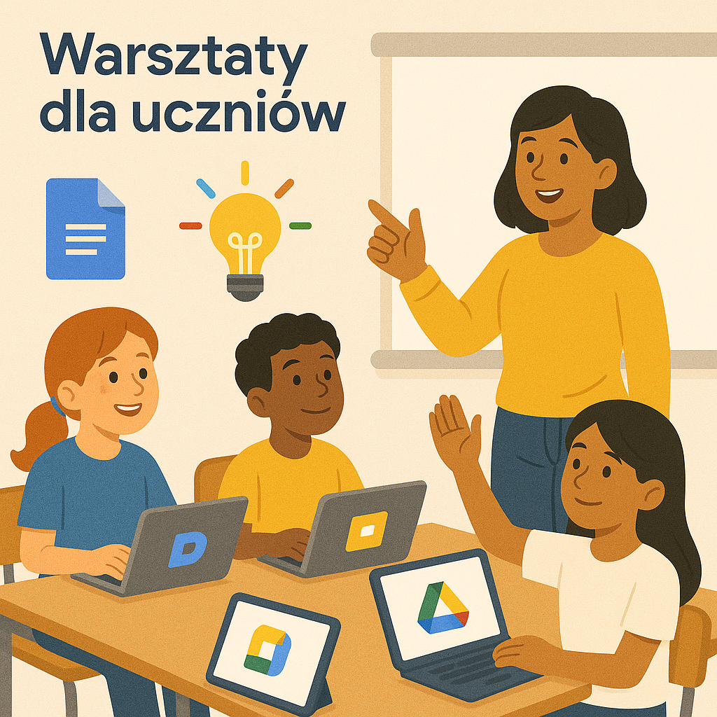 Warsztaty dla uczniów z narzędziami Google - z tytułem sekcji